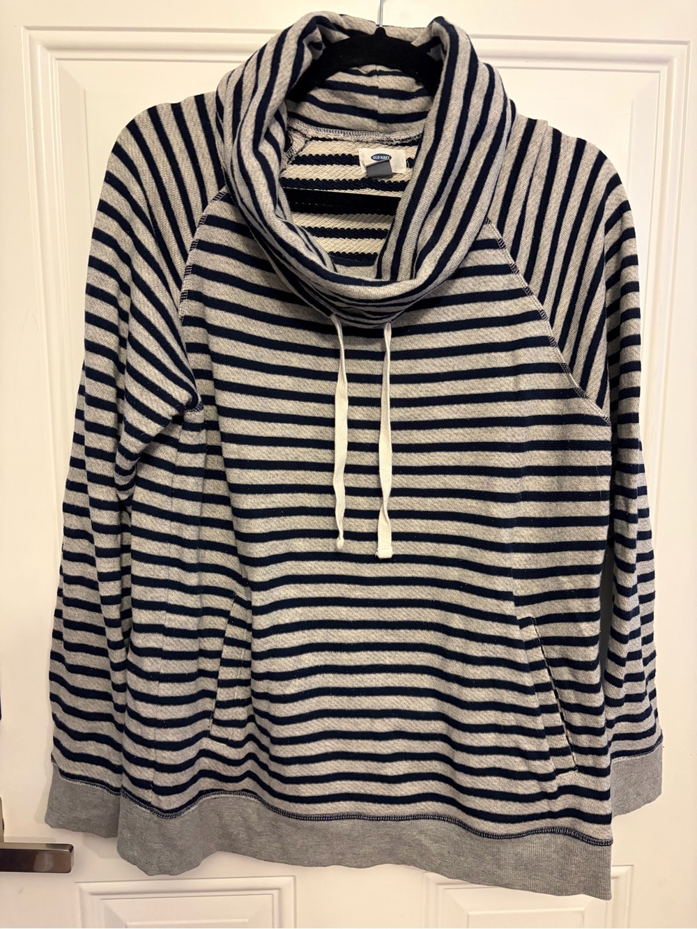 Old Navy Navy and Grey Striped Cowl Neck Sweater